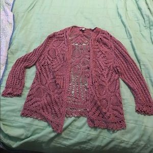 J. Jill pink crochet pullover